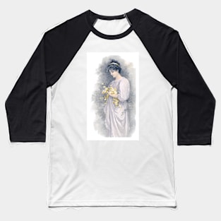 Edwardian Lady With Yellow Flowers Baseball T-Shirt